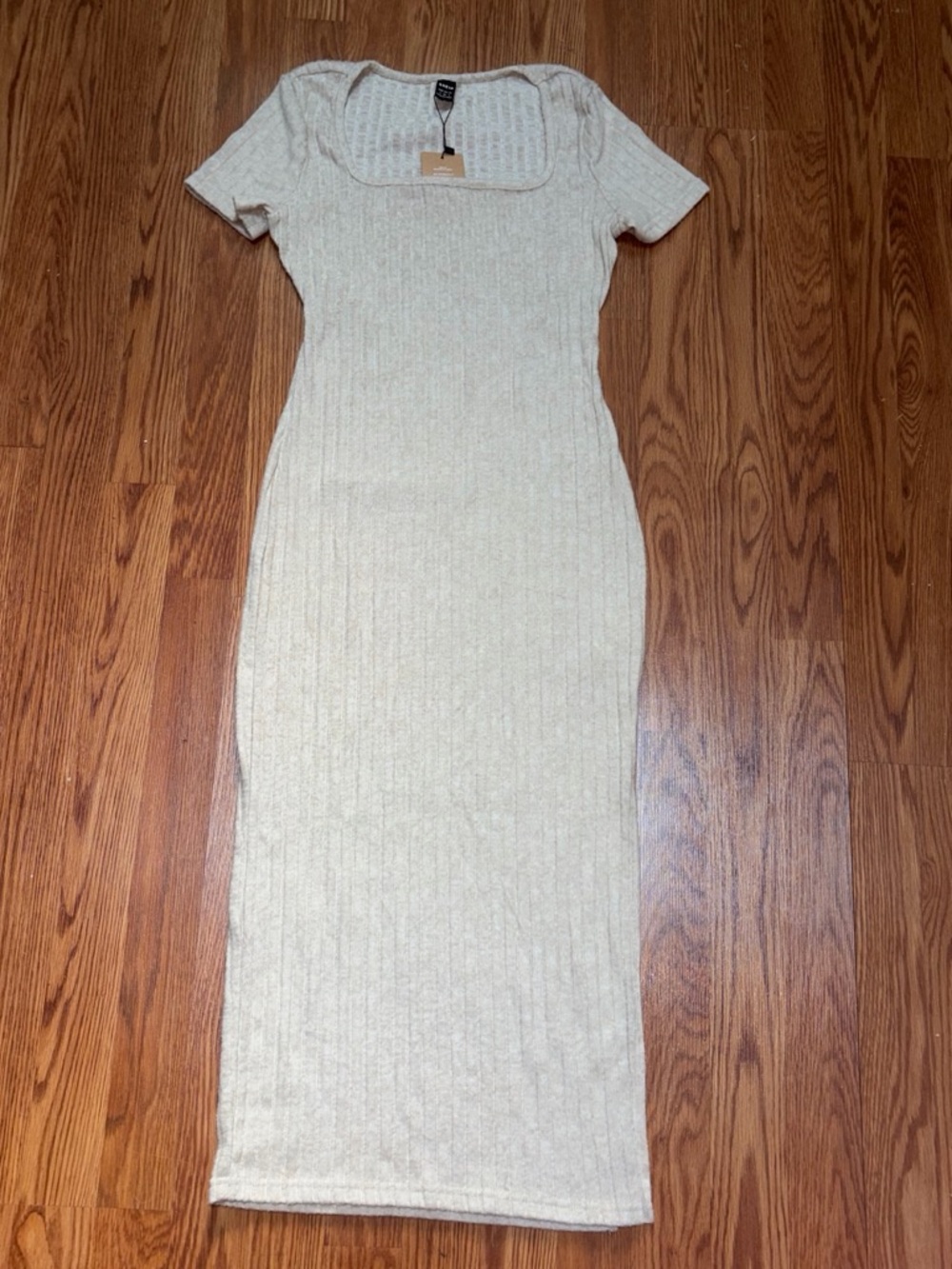 SHEIN Ribbed Scoop Neck Maxi Dress - Cream. Size S.